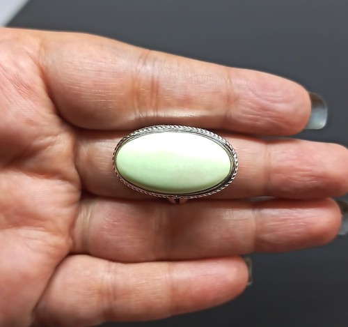 Lemon Chrysoprase Gemstone Handmade 925 Sterling Silver jewelry Ring Size -8 - Picture 3 of 3