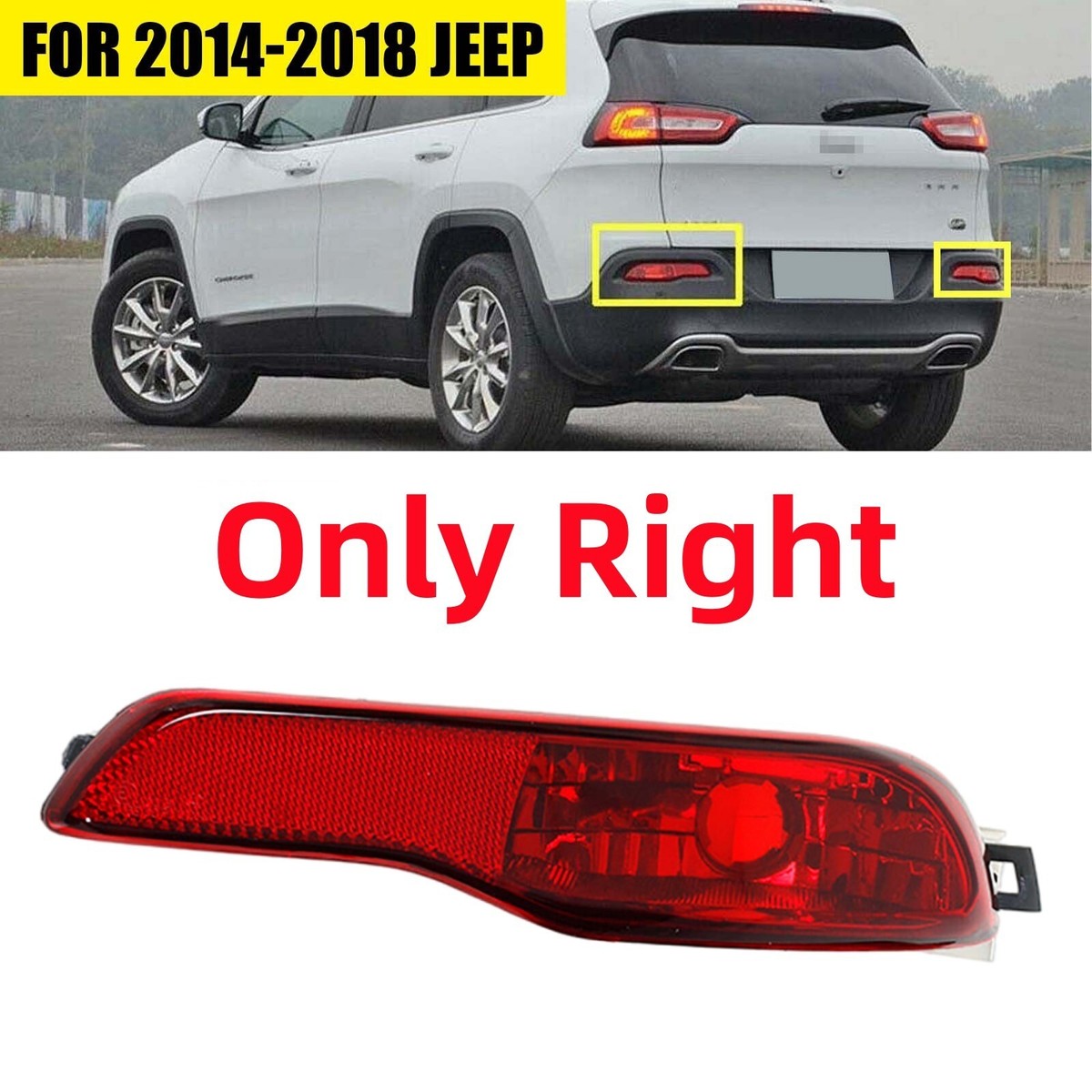 For 2014 2016 Jeep Cherokee Right Driver Rear Bumper Reflector Bumper Light Lamp