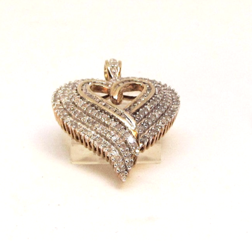 Damen 2 Karat runder Schnitt Labor erstellt Diamant Herz Anhänger 14k gelb vergoldet - Bild 2 von 4