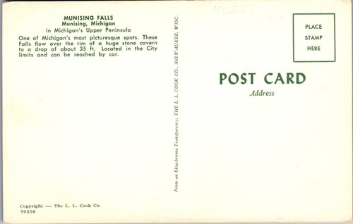 Cartolina d'epoca Michigan MI Munising Falls cascata penisola superiore - Foto 2 di 4