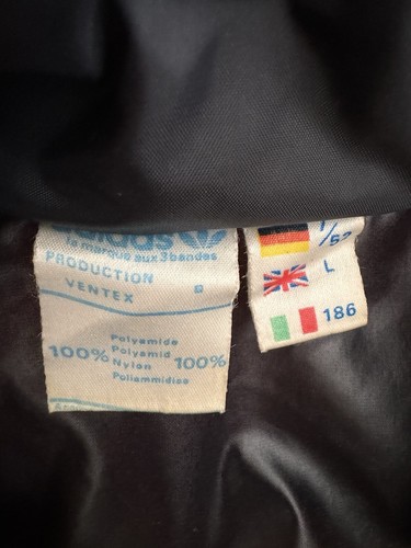 VTG Adidas Windbreaker Jacket Sz L Black Europe 80s Soccer Vents Hood Classic - Picture 3 of 8