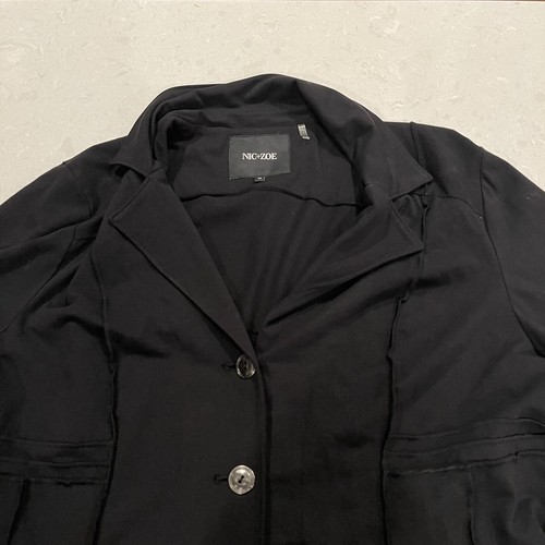 $285 NIC+ZOE Women's Black Button Long Sleeve Seamed Knit Riding Jacket Size XS - Picture 3 of 6