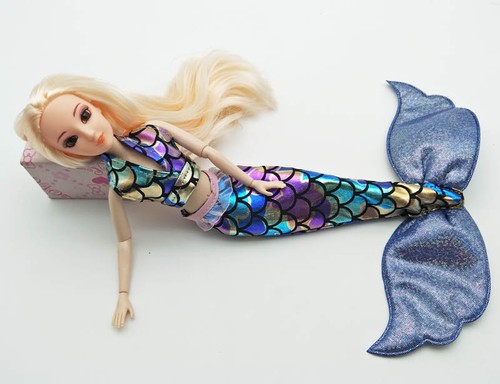 Blue Cosplay Costume Colorful Mermaid Clothes For 11.5" Doll Bra Fishtail Skirt - Picture 4 of 4
