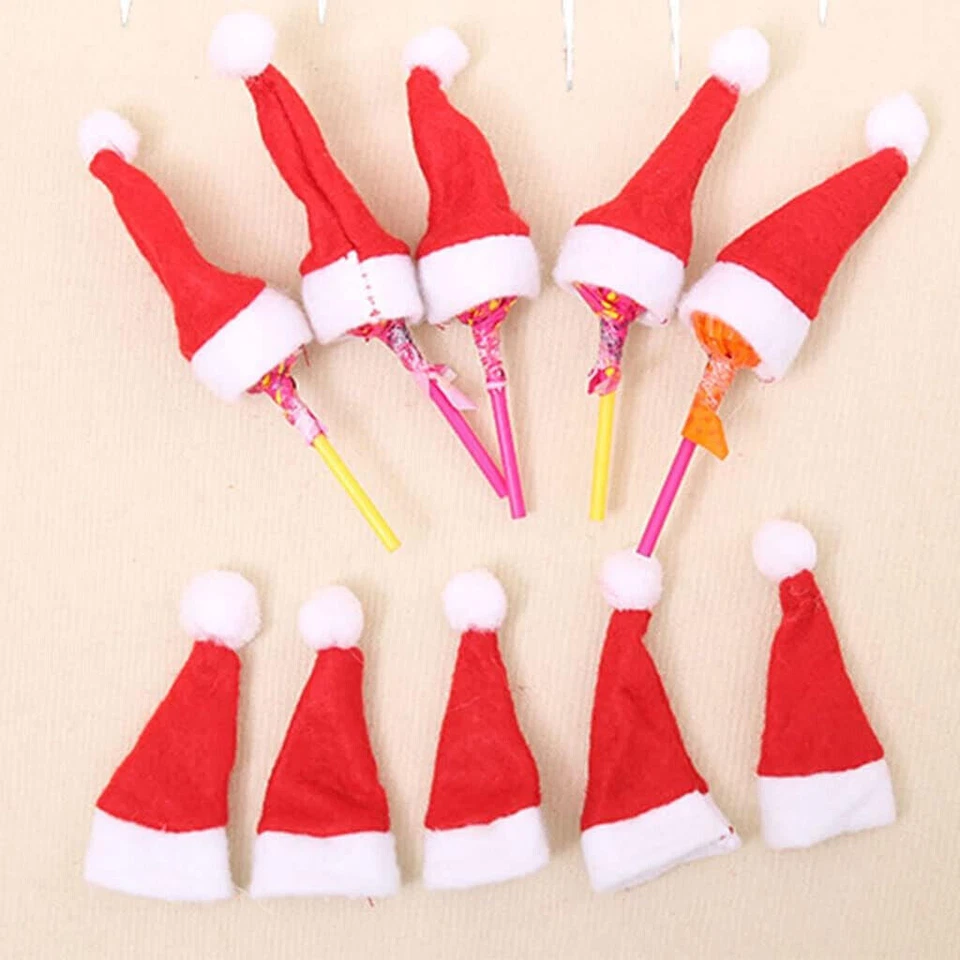 20-50Pcs 1:12 Dollhouse Miniature Festive Tiny Red Christmas Santa Hats Lollipop - Image 3 of 4