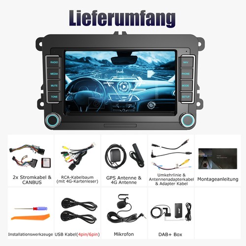 7" 2DIN Autoradio Android 14 GPS DSP 128GB Für VW Polo Golf 5 6 Plus Touran DAB+ - Bild 17 von 17