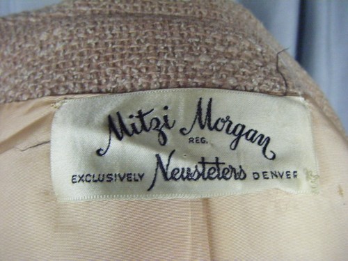 MITZI MORGAN for NEUSTETERS Vtg 40s Beige Woven Wool Tailored Coat-Bust 46/M-L - Picture 10 of 10