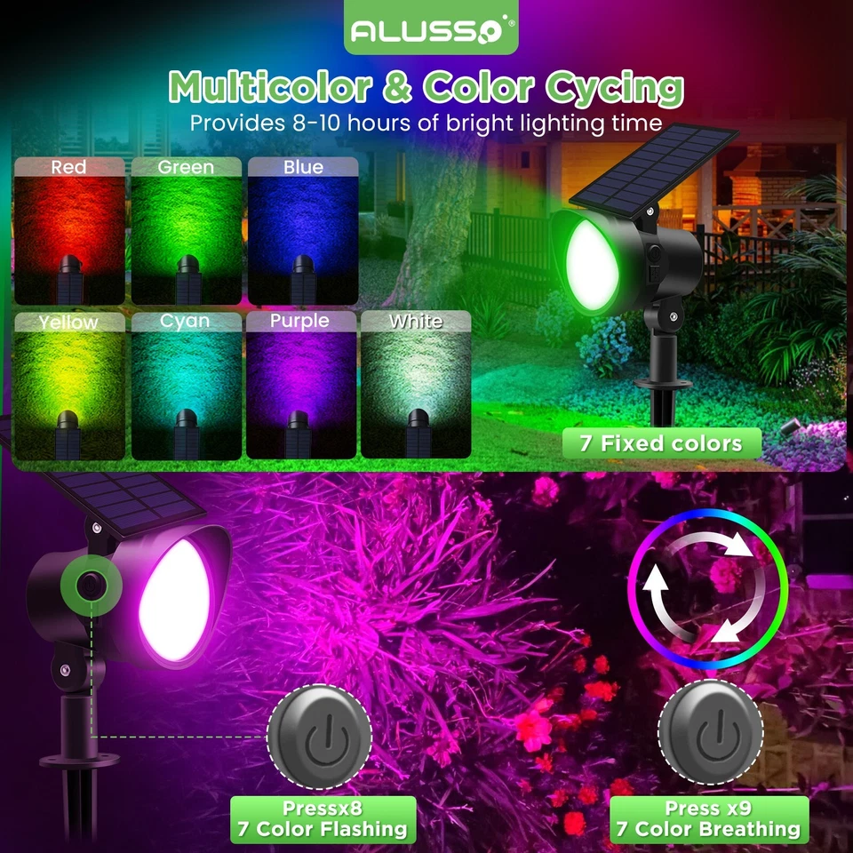 2-8 Pack Solar Spotlights Landscape Lights Outdoor Garden Pathway Lamps IP65 - Image 4 of 4