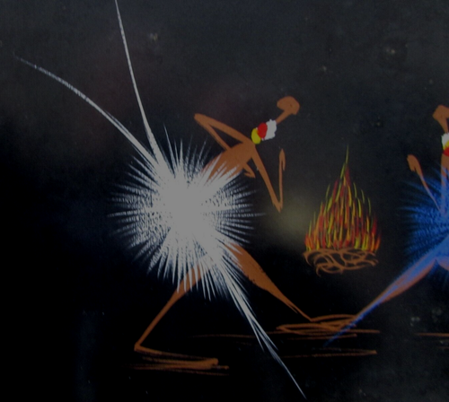 1959 SIGNIERT (OuSmar) BELGISCHER AFRIKANER KONGO GOUACHE VOLKSKUNST GEMÄLDE - GERAHMT - Bild 4 von 5