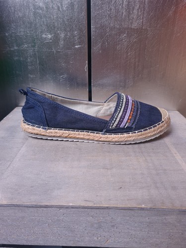 Alpargatas BULLBOXER como nuevas talla 40 pedrería azul oscuro zapatillas mocasines #1289 - Imagen 3 de 13