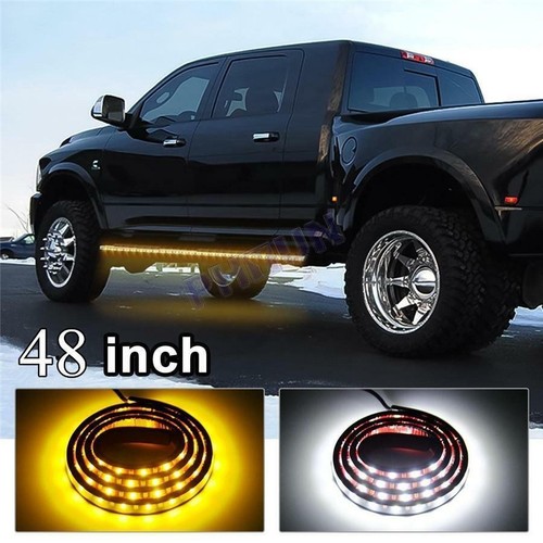 2x 48" White/Amber Running Board Side Step LED Light Strip Turn Signal DRL Bar - Picture 3 of 12