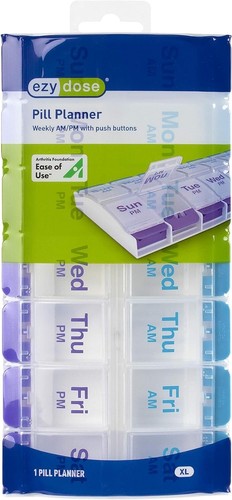 EZY Dose Push Button 7 Day Am/pm Organizer (67585) - Multicolor pill planner - Picture 3 of 5