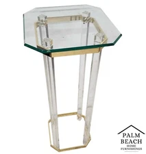 Lucite Pedestal Display Stand CHARLES HOLLIS JONES Style 24 Karat Gold Plated