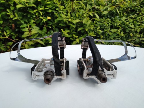 Vintage Bike Pedals. Lyotard 460D Pedals + Christophe Toe Clips + New Toe Straps - Picture 5 of 18