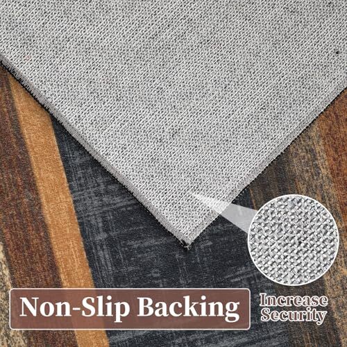 Washable Rug 5x7 Living Room Rug Modern Geometric Rug Non Slip Throw 5'x7' Red - Picture 4 of 8