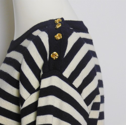 Vtg Women's 1970s SAKS FIFTH AVENUE Beige & Black Striped Workwear Dress Sz 10 - Picture 6 of 7