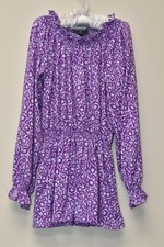 NEW Oscar de la Renta Girls Ruffle Top Mini Dress Purple Lilac Long Sleeve  8 Y