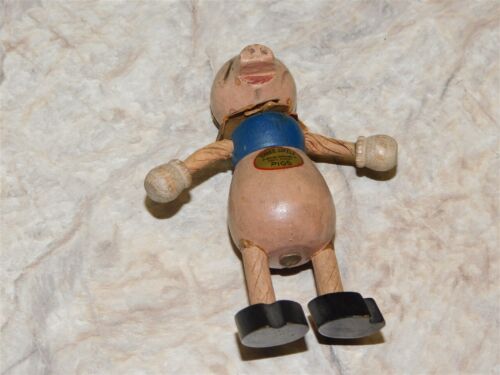 Vintage Walt Disney Three Little Pigs Fun E Flex Figur mit Original Aufkleber - Bild 4 von 6