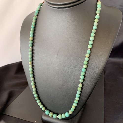 Royston Green Turquoise Shell Heishi Navajo Sterling Silver Necklace 23” 10918 - Picture 3 of 12