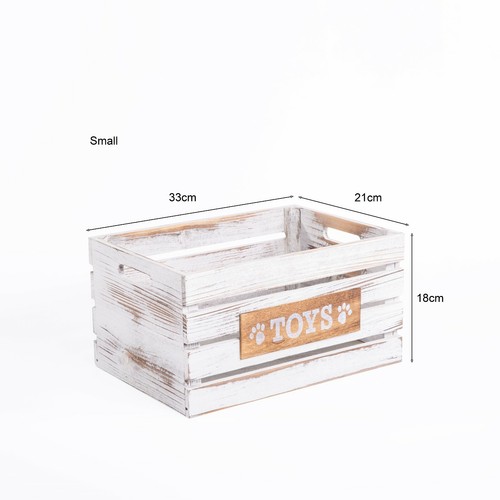 Paw Print Dog Toys Chest Storage Collection Box Wooden Crates Hampers - Picture 10 of 20