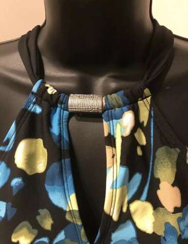Dana Buchman Swimwear Black Blue Floral Womens Swim Tankini Top Size 6 NWT $44 - Picture 2 of 8