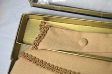 Vintage Tuxedo Cummerbund Tie Set TAN Fancy Trim Unique After Six