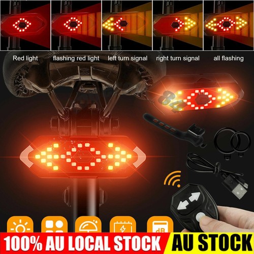 Bicycle USB LED Indicator Bike Rear Tail Laser Turn-Signal Light Wireless Remote - Picture 2 of 13