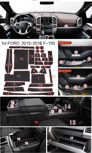 Anti-dust Non-slip Gate Slot Pad Cup Holder Inserts Mat for F-150 F150 2015 2016 - Picture 22 of 31