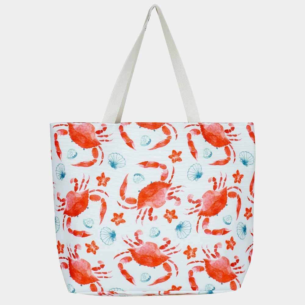 NEW Red Crab u0026 Seashell Watercolor Marine Sea Life Ocean Beach Tote Travel  Bag | eBay