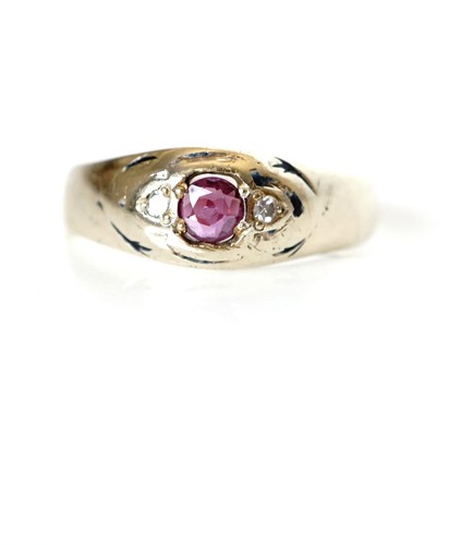 Antiker Ring mit Rubin und Diamanten aus 585/000 Gelbgold B4129 - Bild 7 von 7