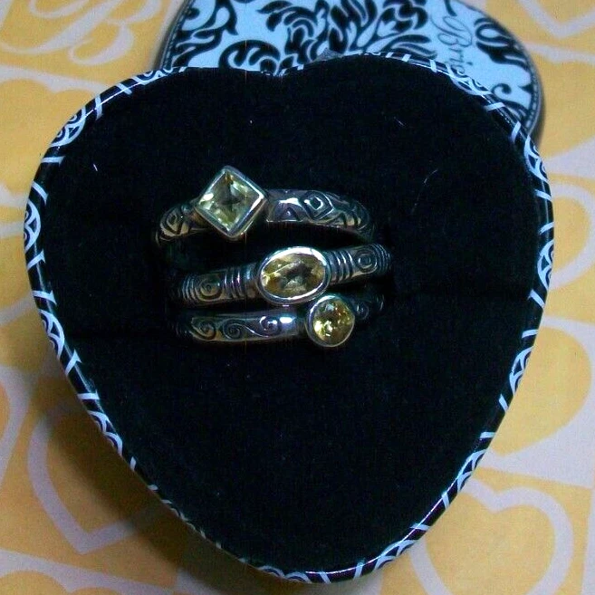 BRIGHTON TENDOR TRIO RING SET Citrine Stones set in .925 STERLING SILVER NWT Foto 3 de 4