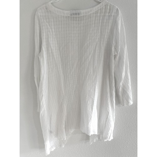 Fenini Top Damen Gr. Small weiß Baumwolle Lagenlook Capsule minimalistisch Boho fließend - Bild 2 von 7