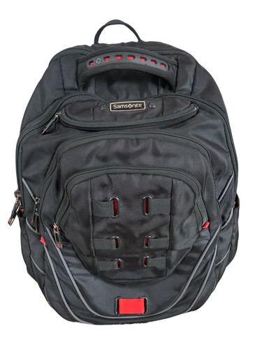 Samsonite Tectonic PFT Laptop Tablet Backpack Black/Red 17-Inch 4 Zip Pockets - Picture 1 of 10