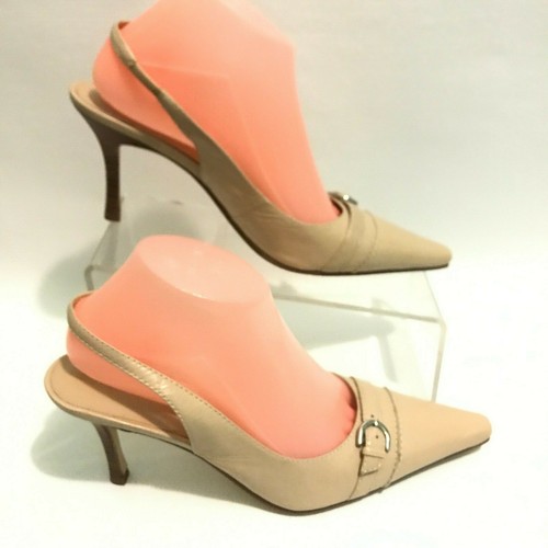 Karen Scott beige Lederschuhe Größe 8,5 Riemen hinten spitz zulaufend Business Freizeit - Bild 4 von 8