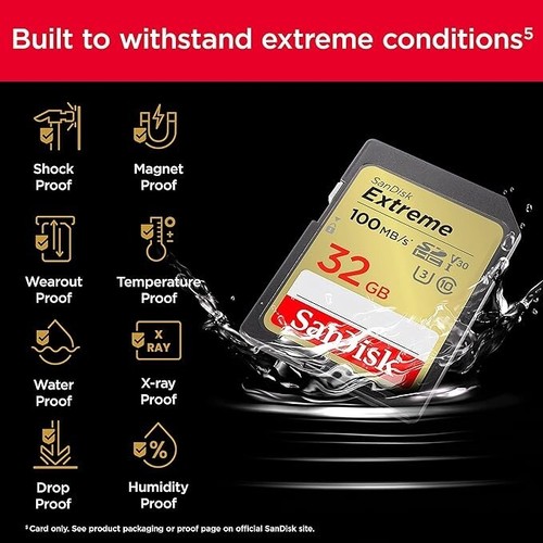 SanDisk Extreme 32GB SDHC 90MB/S Class 10 SD Camera Memory TF Card DSLR 4K UHD - Picture 2 of 6