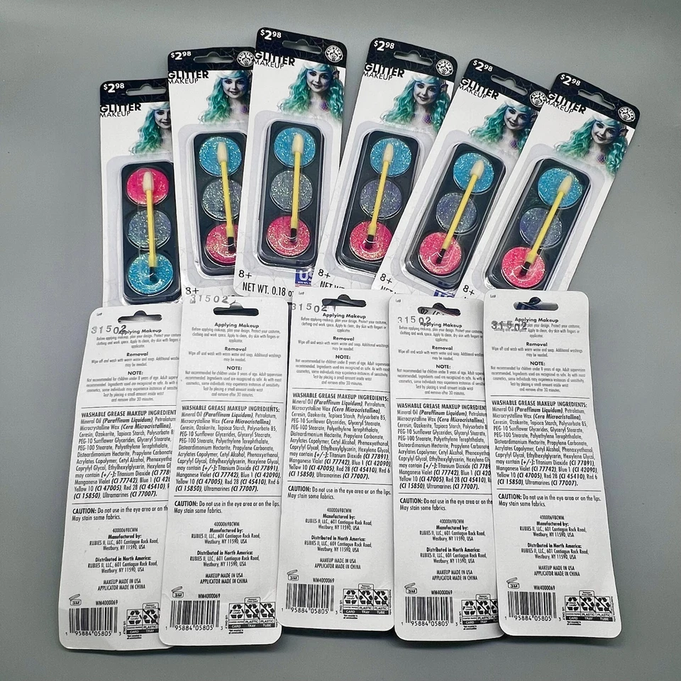 Maquillaje navideño Rubie's Glitter fácil de quitar paquete de 11 por pedido a granel Foto 3 de 3