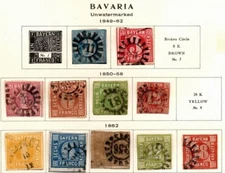 GERMANY BAVARIA SC# 2-14 USED EARLY STAMPS (MISSING 3 & 8)  FREE SHIPPING IN USA