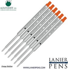 6 Pack- Monteverde W13 Soft Roll Ballpoint Refill Orange Medium Tip 0.7mm