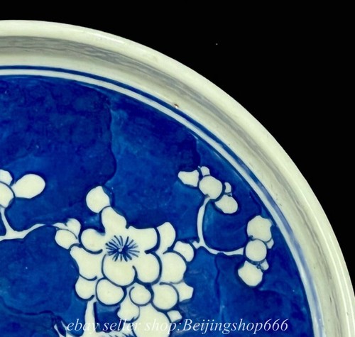 6.2" Rare Old Chinese Blue White Porcelain Dynasty Plum Flower Plate Tray - Picture 7 of 9