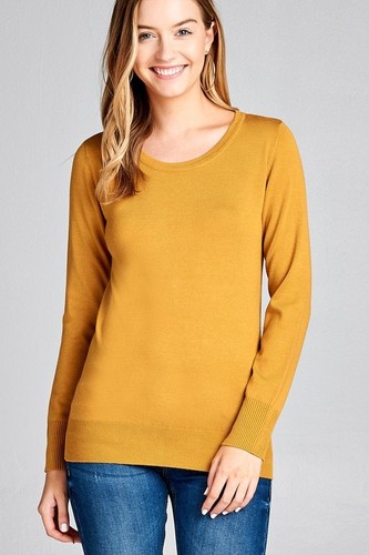 Slim Fit Round Neck Long Sleeve Lightweight Thin Rayon Top Sweater Size Medium - Picture 4 of 5