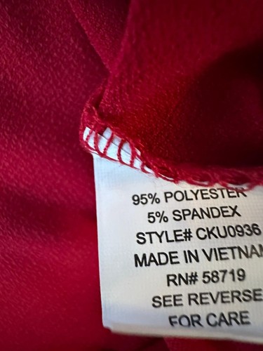 NY Collection Top Womens Size PM Red Ruched Sleeve Sheer Trim Casual Blouse NWT - Picture 7 of 9