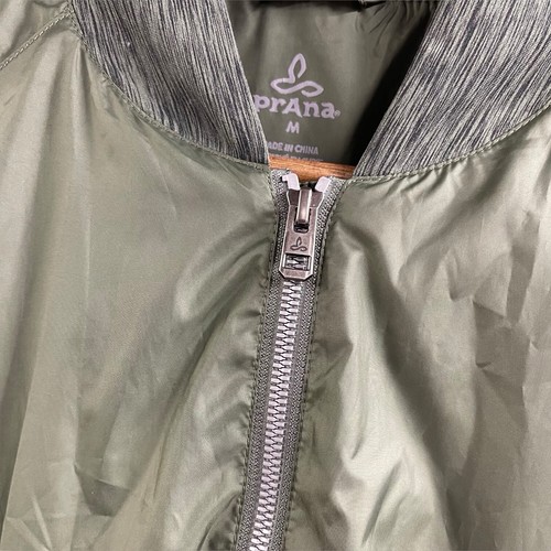 Prana Green Bomber Jacket Full Zip Medium Quick Dry Silky Bomber Lined - Picture 3 of 11