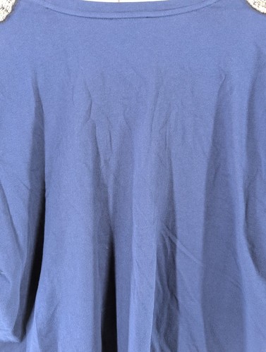 Express Size Large Womens Navy Blue Embellished Short Sleeve Cotton Top - Picture 6 of 8