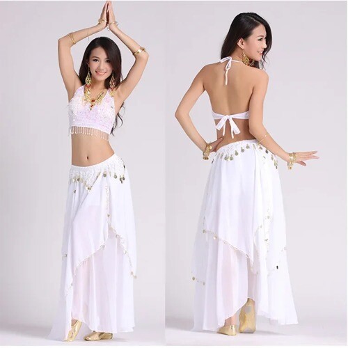 India Stage Gypsy Costumes Woman Bellydance Egypt Belly Dancing Suit 2pcs Set - Picture 30 of 33
