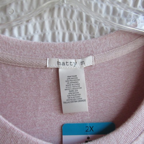 Matty M Blush Pink Pullover 2X XXL V-Ausschnitt geschwungene Seiten Tunika Shirt Neu Top - Bild 2 von 7