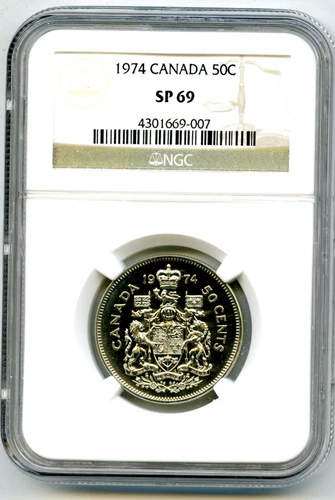 1974 CANADA 50 CENT NGC SP69 HALF DOLLAR COAT OF ARMS RARE TOP POP ONLY 1 KNOWN
