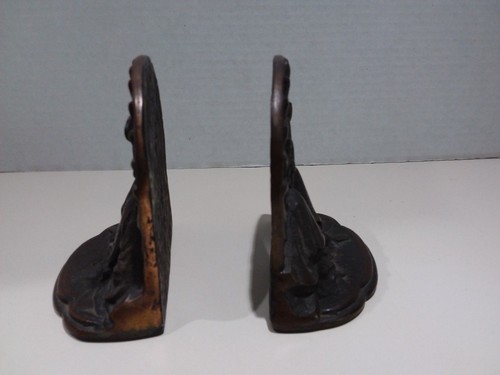 Antique Vtg Book Ends Art Deco Oriental Wedding Couple Bronzemet Circa 1920's - Picture 4 of 6