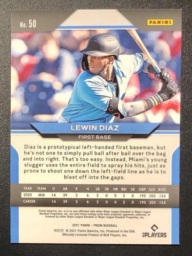 2021 Panini Prizm - Lewin Diaz #50 (RC) - Bild 2 von 2