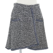 Chanel -Tweed Skirt- A-Line Mini Navy White Black Cotton V38016 -  XS  FR36 UK8