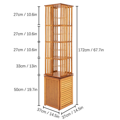 360° Rotating Bookshelf Wood Bookcase Storage Shelf Freestanding Display Rack - Picture 2 of 16