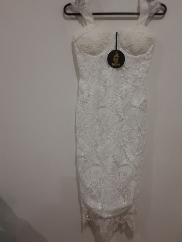 Passion Fusion Dress Cocktail XS 6 Party Womans Bodycon White Lace New Tags - Picture 2 of 20